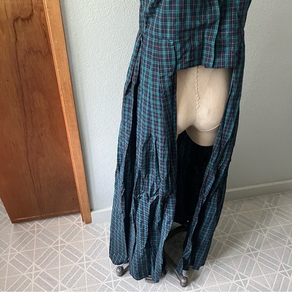 PETERSYN sz M Blue Plaid Woven Tank Top Long Sides High Low - Picture 11 of 16